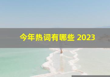 今年热词有哪些 2023